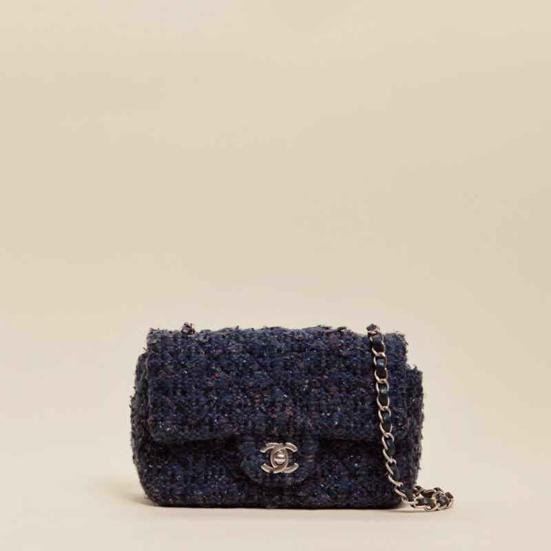 Chanel mini tweed flap bag hot sale