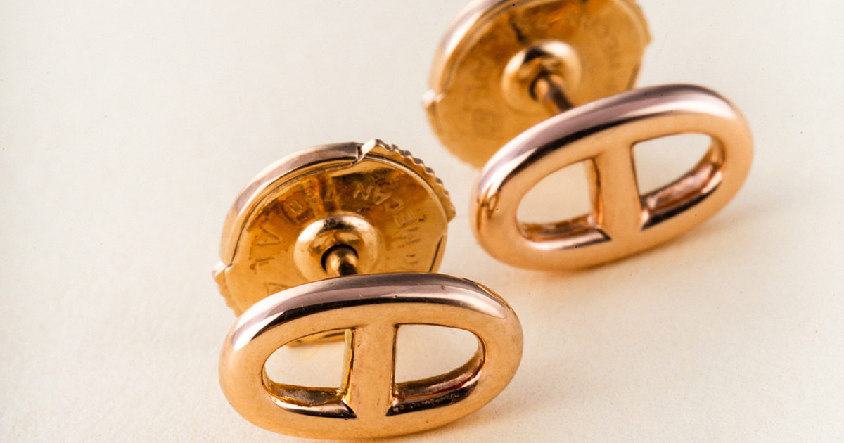 Hermes Chaine D’Ancre Stud Earrings TPM Vivrelle