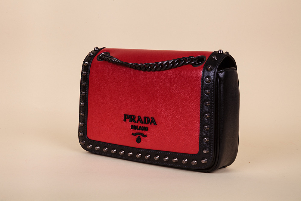 Prada Colorblock Leather Studded Crossbody Bag Vivrelle