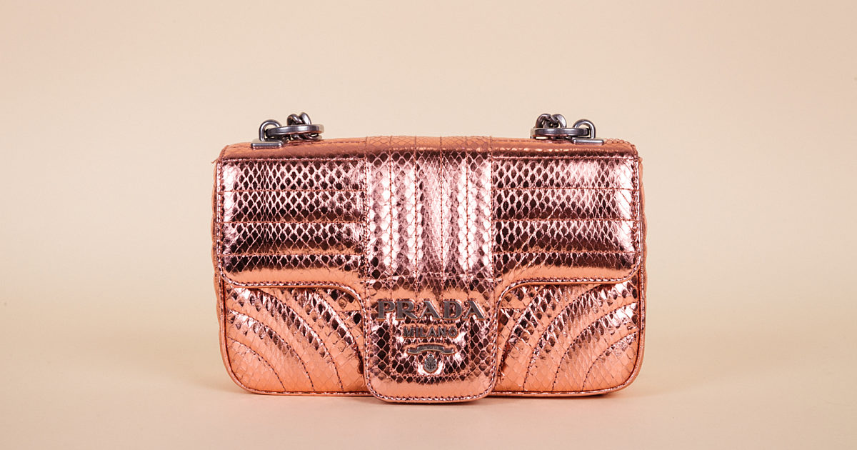 Prada metallic python diagramme shoulder bag vivrelle