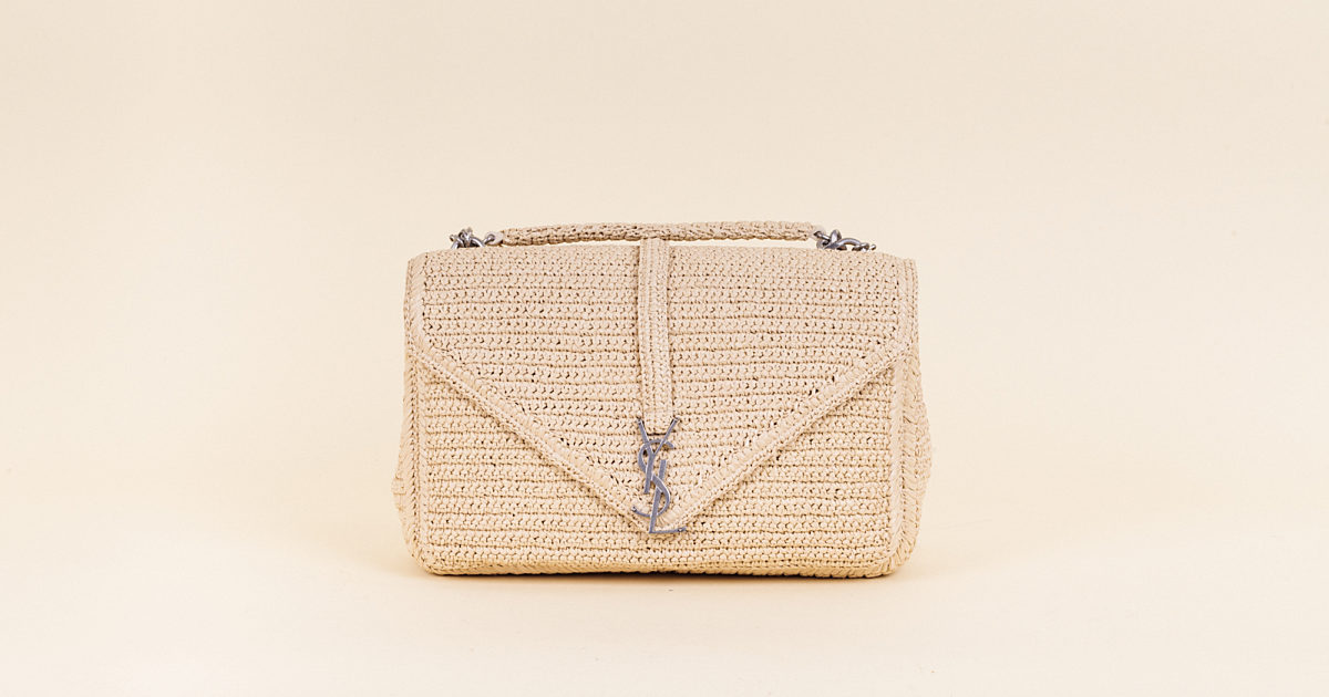Saint Laurent Large College Raffia Shoulder Bag Vivrelle