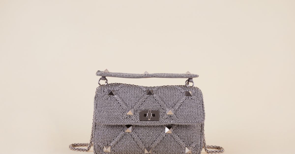 Valentino Crochet Large Roman Stud Shoulder Bag Vivrelle