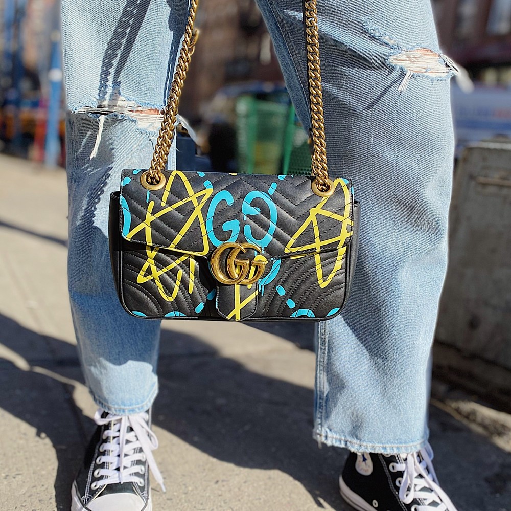 Gucci Ghost Graffiti Small Marmont Shoulder Bag Vivrelle